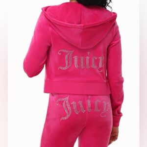 NWT Juicy Couture Hot Pink OG Bling Velour Track Suit